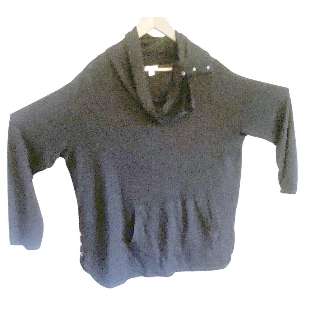 Catherines Black Cowl Neck Snap Button Tunic Sweatshirt Plus Size 3X Pocket